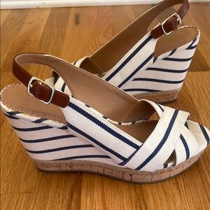 Striped Wedge Sandals